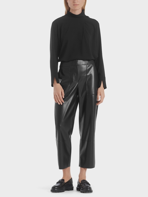 Pantalon taille haute en similicuir