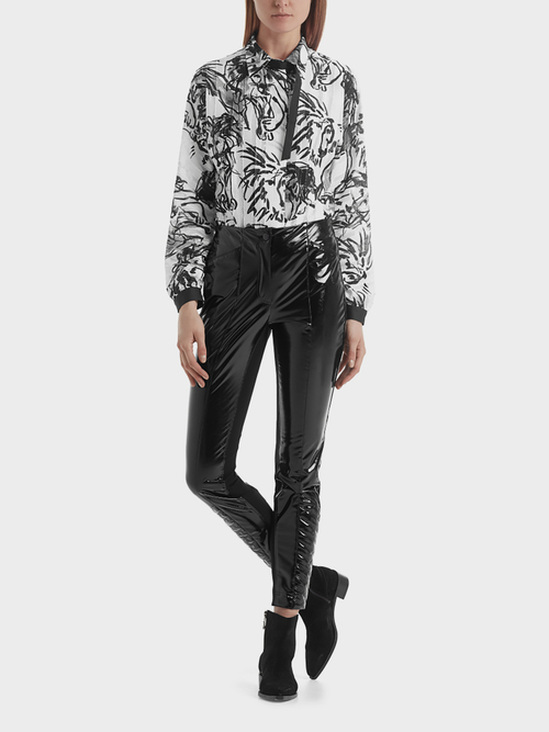 Pantalon verni brillant style motard
