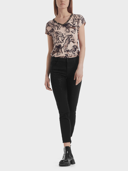 Drainpipe jeans with glitter effect