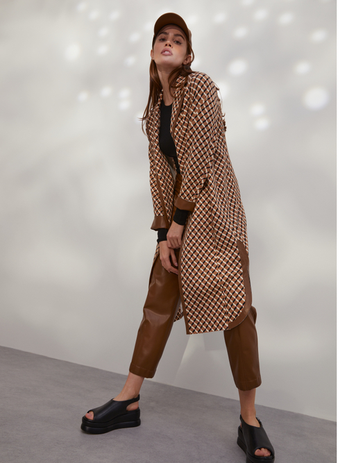 Statement coat with graphic pattern