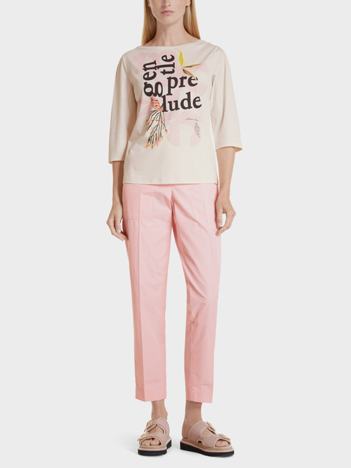 Print-Shirt mit Perlenstickerei