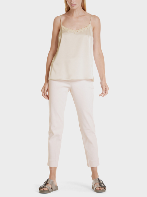 Satin top with lace trim