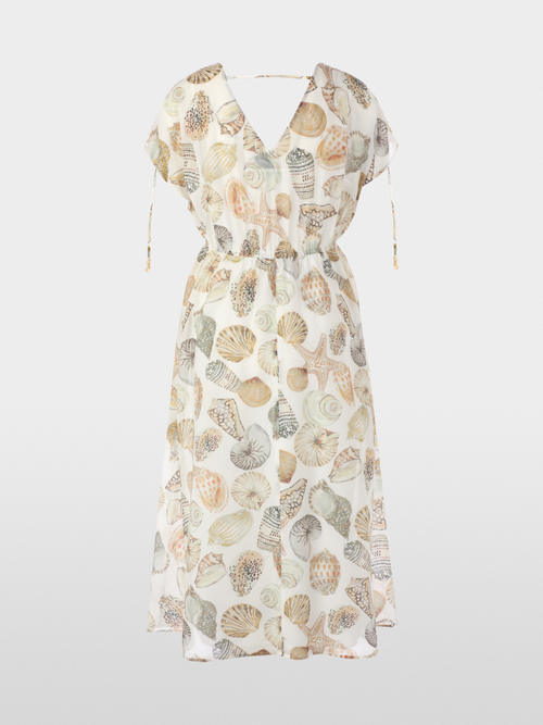 Mid-length dress in cotton and silk