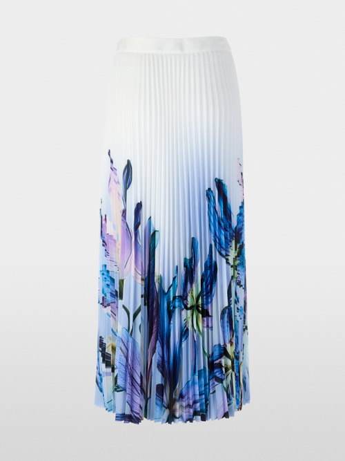 Pleated midi skirt with lily print