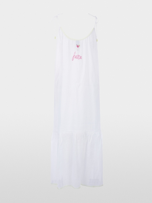 Sleeveless midi dress with embroidery
