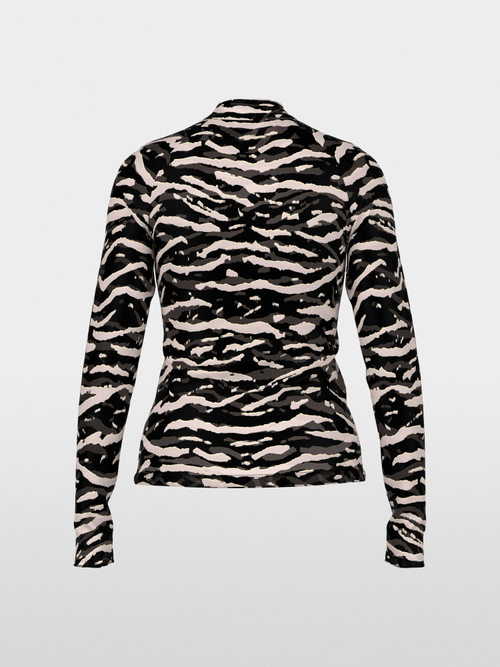 Mesh shirt with animal print
