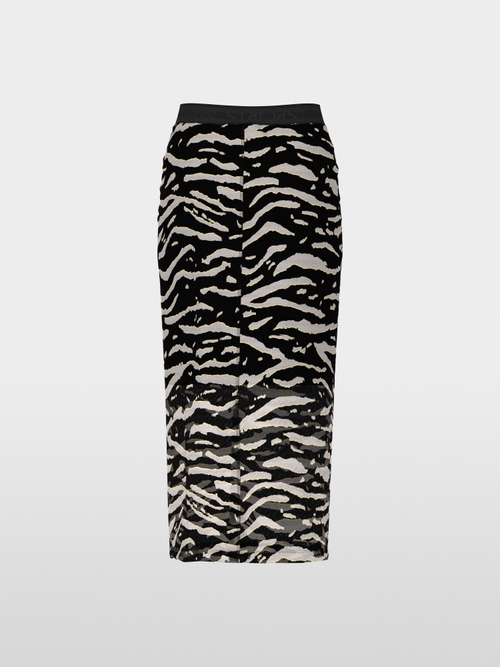 Mesh skirt with animal print