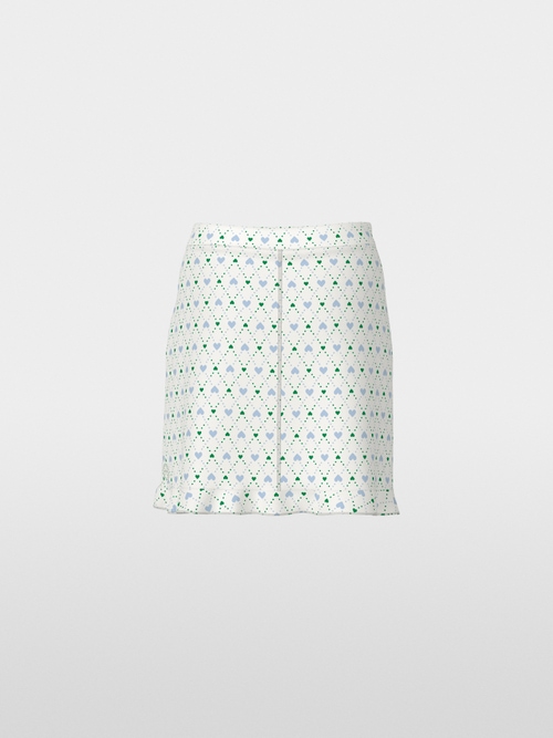 Heart print skirt in scuba jersey
