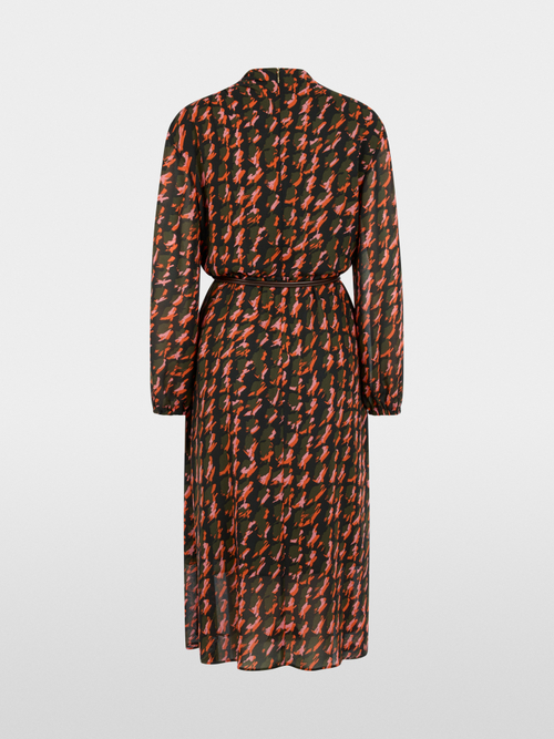 Printed dress with drawstring belt