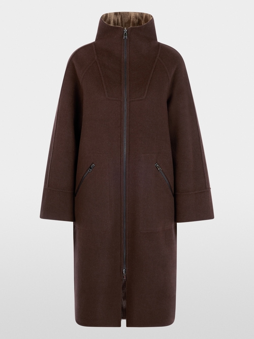 Wool coat with leopard print
