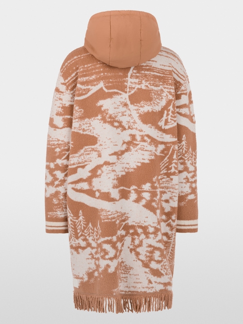 Bouclé coat with jacquard pattern