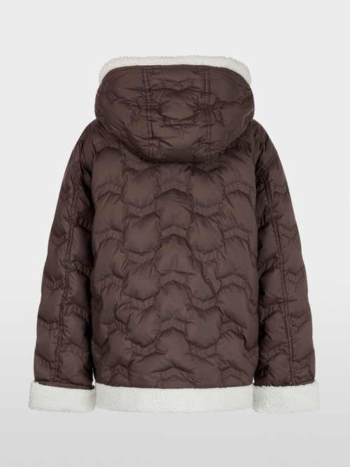 Down jacket with curly teddy fleece