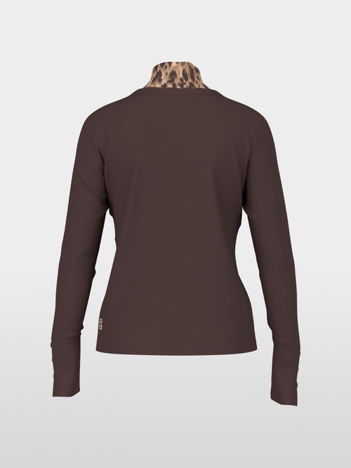 Long-sleeve top with leo-print roll neck
