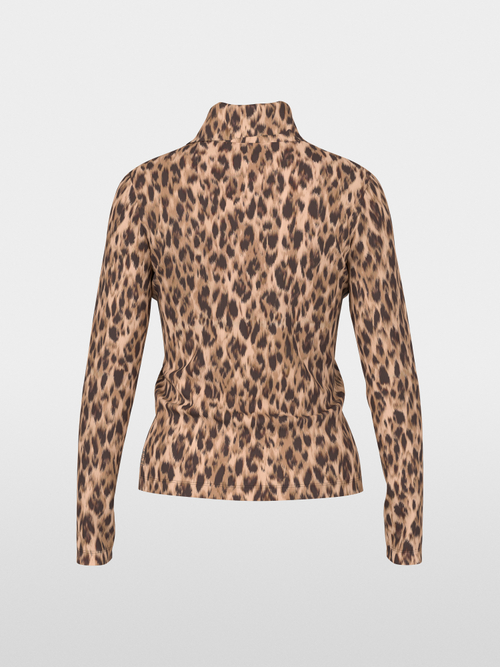 Long-sleeved leopard print roll neck top