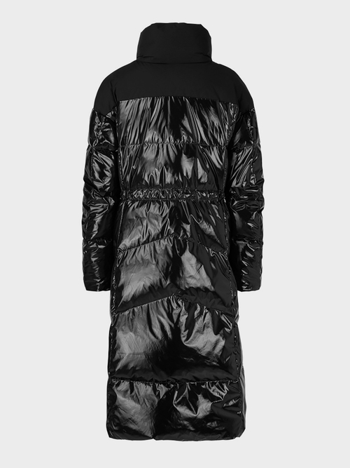 Down coat with a glossy finish