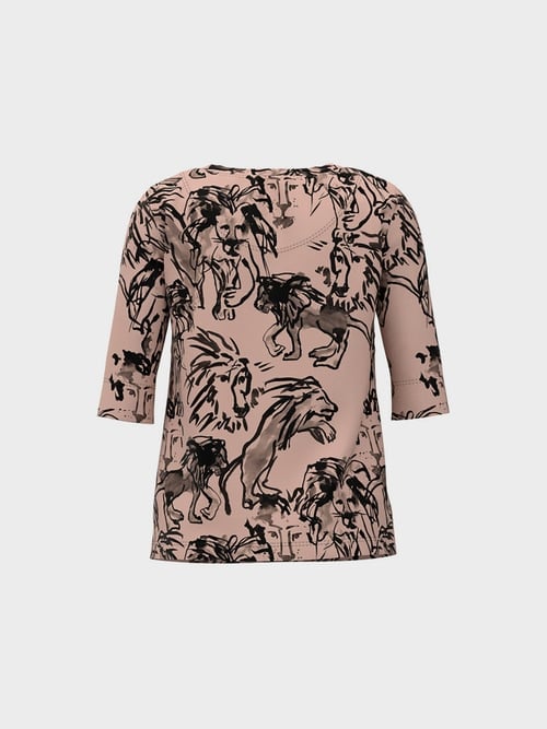 Half-sleeved shirt with lion print