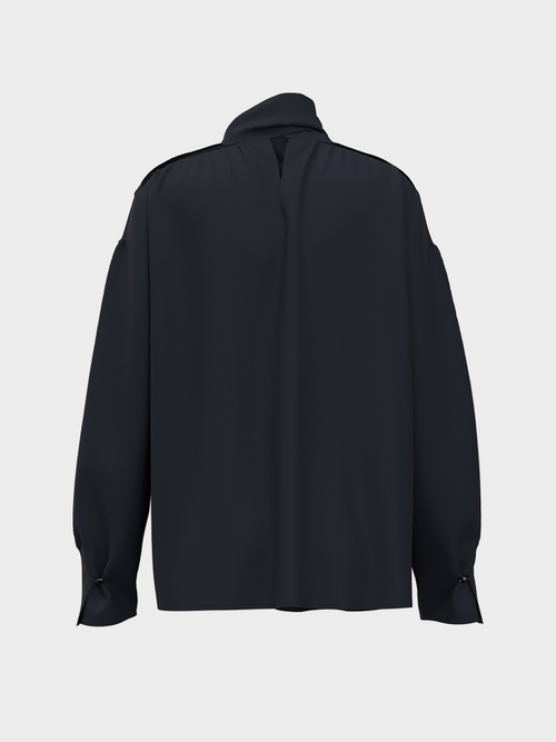 Bow-neck blouse with pintucks