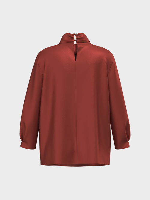 Seidenbluse mit gerafftem Stehkragen
