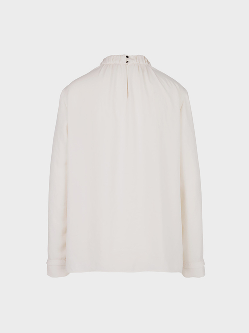 Bluse mit angerüschtem Stehkragen