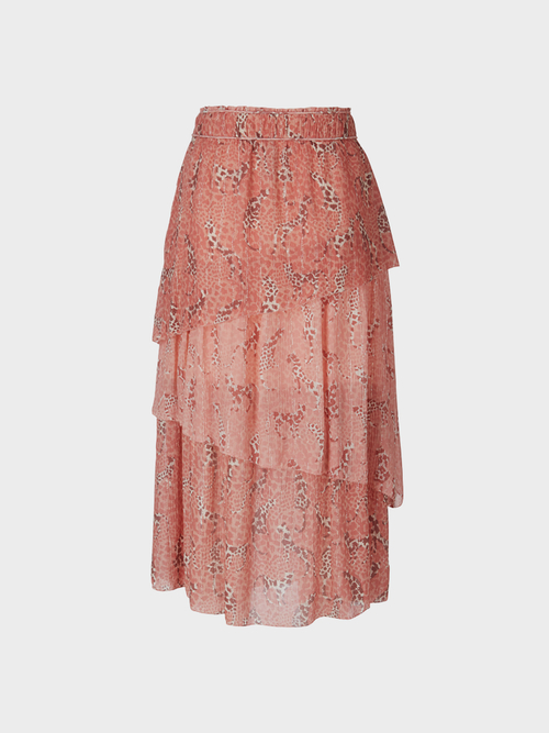 Tiered skirt in viscose and silk
