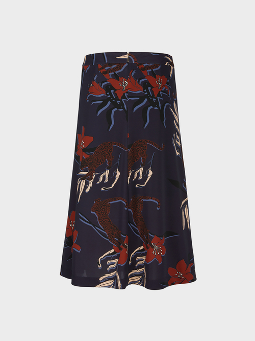 Midi skirt with leopard and flower print