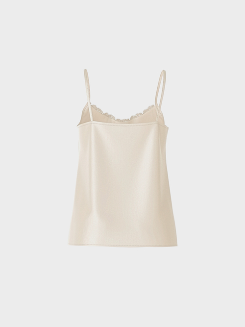 Satin top with lace trim