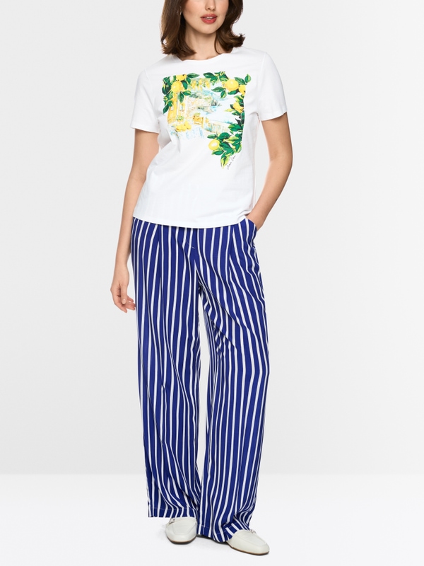 Shirt with lemons and landscape print