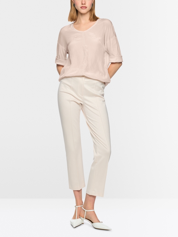 Wide blouse in material mix