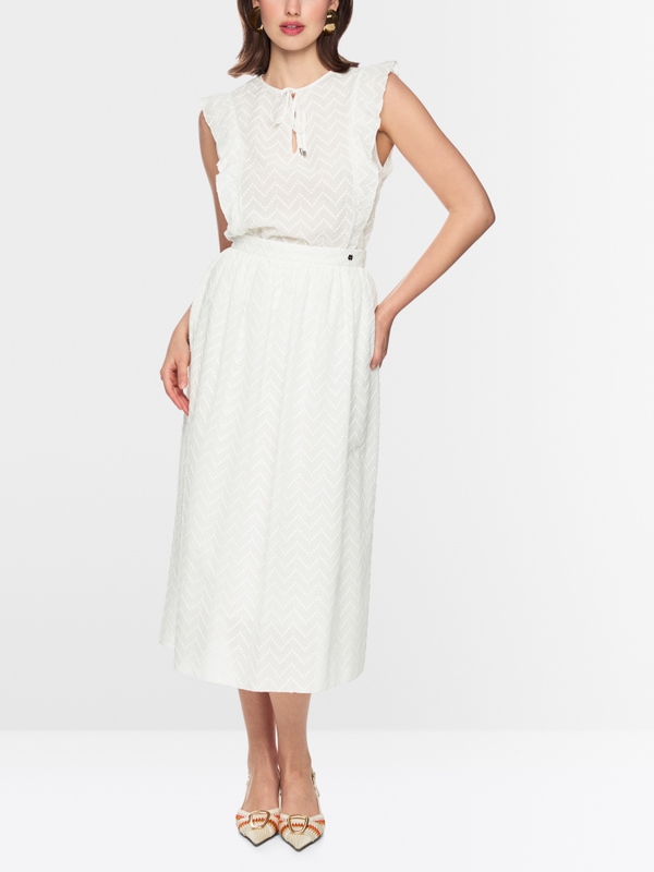 Pleated skirt in cotton blend