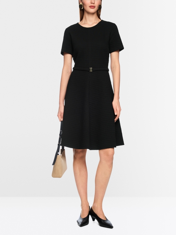Knee-length waffle piqué dress