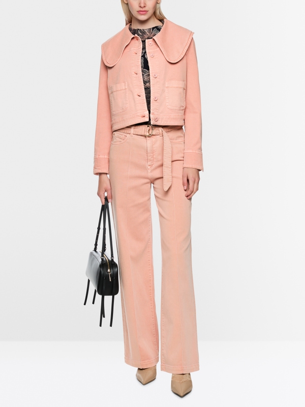 Denim jacket with oversized collar