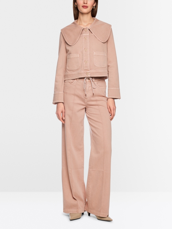 Denim jacket with oversized collar