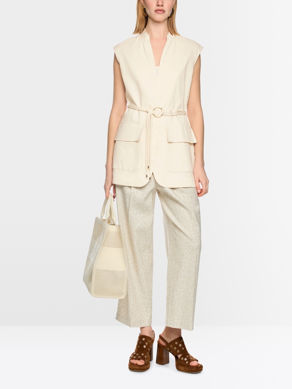 Long linen blend safari vest