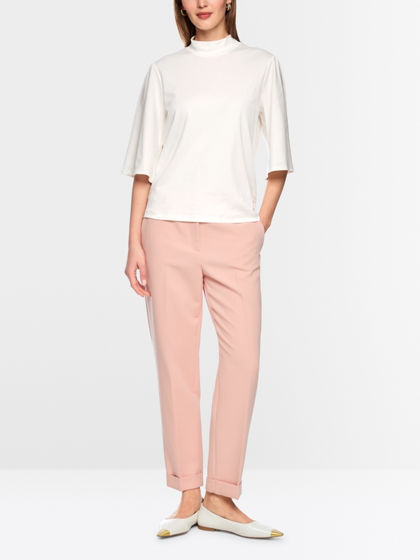 Loose-fit T-shirt with stand-up collar