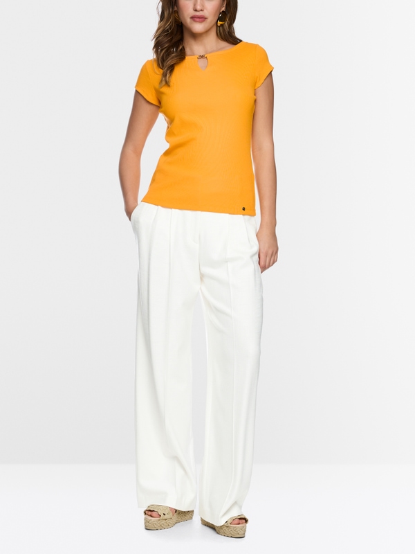 Stretch cotton shirt with cut-out