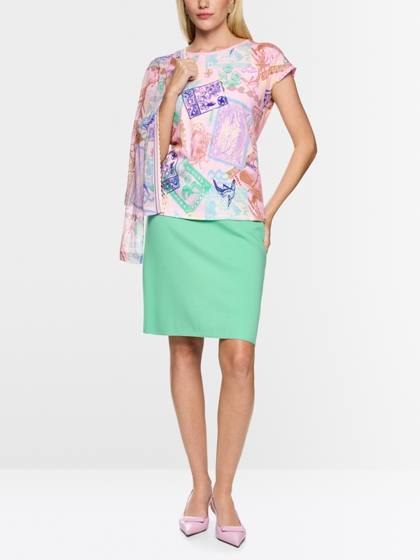 Chemise en coton stretch avec imprimé estampillé