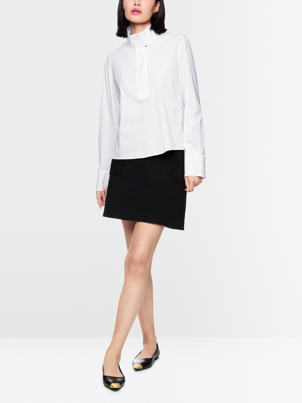 Blouse shirt with stand-up collar