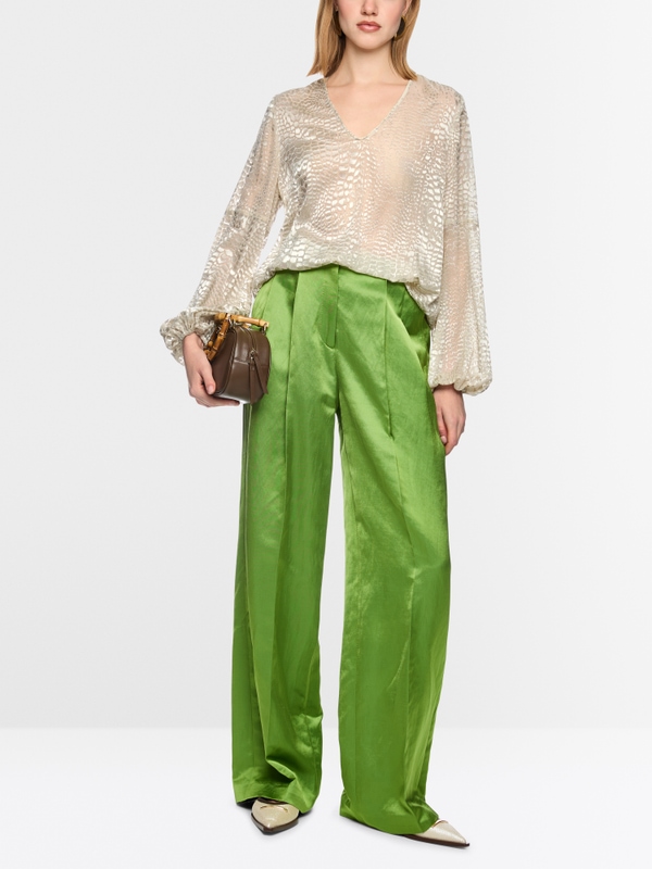 Dévoré satin blouse with leopard pattern