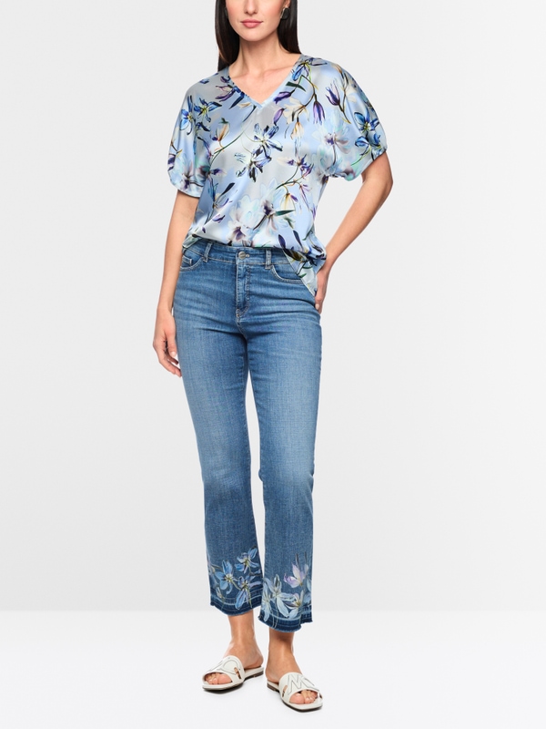 Silk blouse shirt with lily print