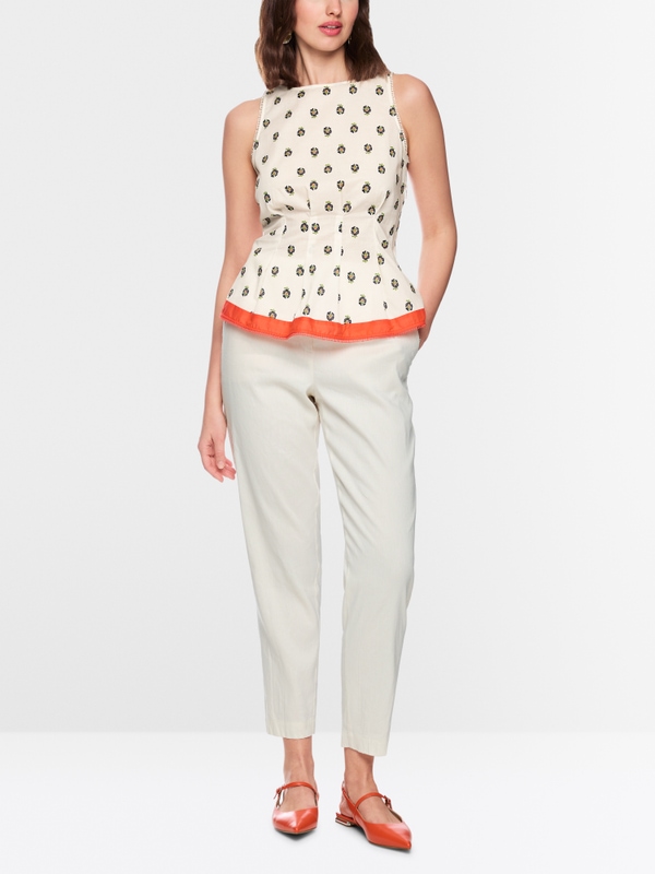 Cotton top with hibiscus print