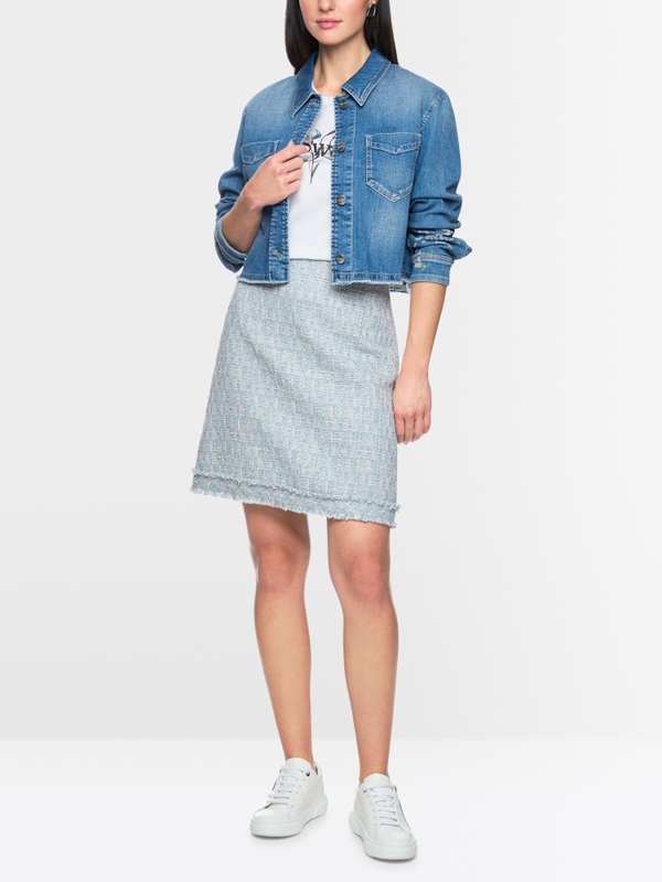 Mini-jupe en bouclé à franges