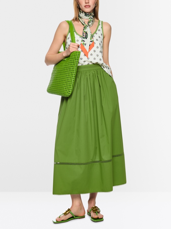 Flared maxi skirt with lace