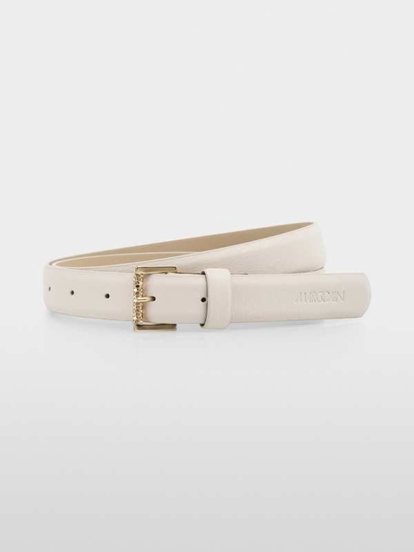 Leather belt with pin buckle