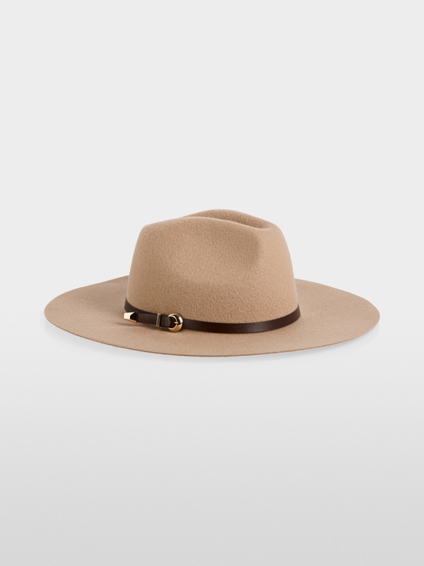 Wool fedora hat with leather band