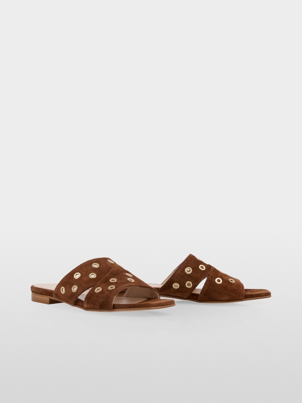 Suede cross-strap sandals