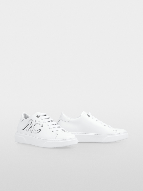 Baskets à semelles compensées en cuir de veau