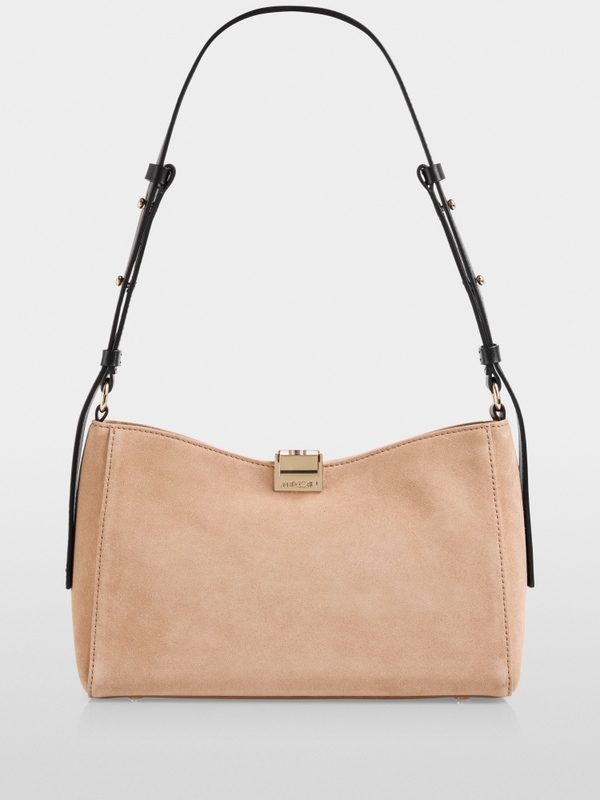 Calf suede shoulder bag