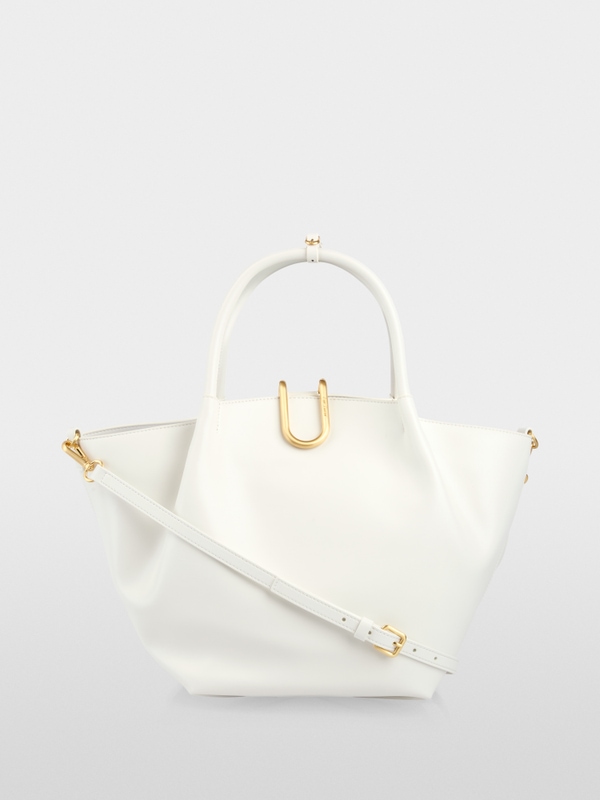 Shopper bag with handles in recycled leather