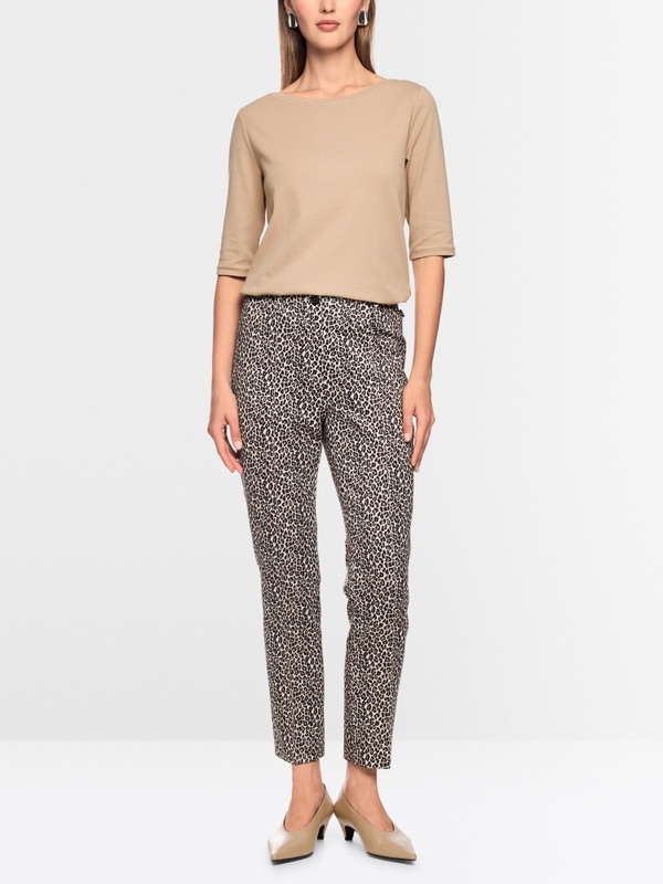 SYDNEY slim fit pants with leopard print