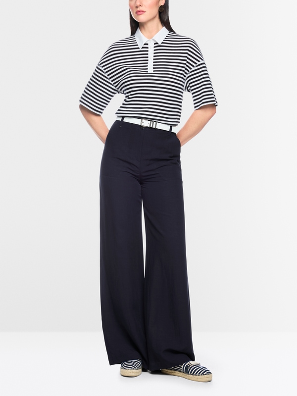 WAUKEE viscose-linen blend trousers